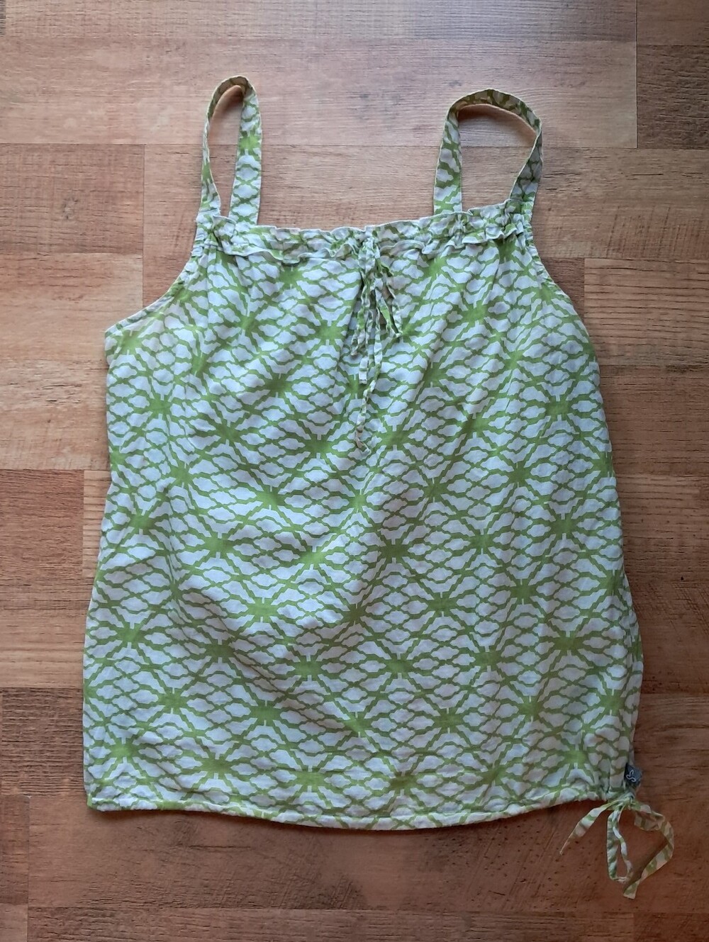 Prana Lightweight Green Patterned Cotton Tank Top